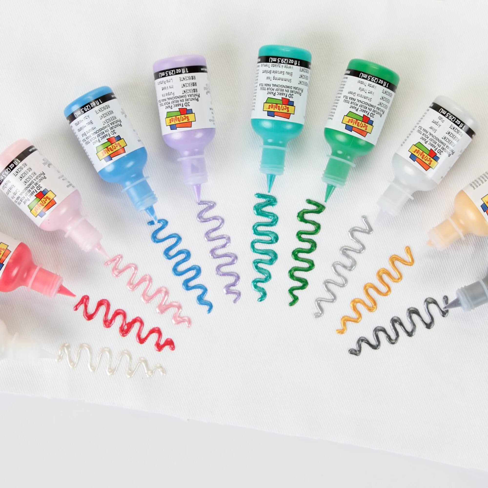 Scribbles® Glitter & Iridescent 3D Fabric Paint Set
